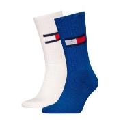 Tommy Men Uni TJ Flag Socks Strumpor 2P Vit/Blå Strl 35/38