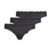 Calvin Klein Trosor 3P Lace Thongs Svart polyamid Small Dam