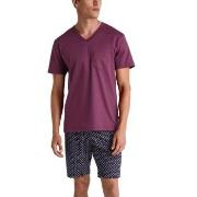 Calida Relax Streamline V-neck Short Pyjama Vinröd bomull X-Large Herr