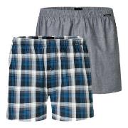 Schiesser Kalsonger 2P Boxershorts multipack Grå/Blå bomull 4XL Herr