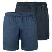 Schiesser Kalsonger 2P Long Boxershorts Blå/Blå bomull Small Herr