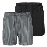 Schiesser Kalsonger 2P Long Boxershorts Svart/Grå bomull 5XL Herr