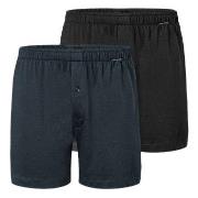 Schiesser Kalsonger 2P Long Boxershorts Svart/Blå bomull XX-Large Herr