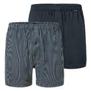 Schiesser Kalsonger 2P Long Boxershorts Blå Mönstrad bomull 3XL Herr