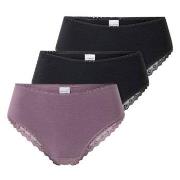 Schiesser Trosor 3P Modern Brazillian Slips Lila/Svart bomull 36 Dam