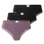 Schiesser Trosor 3P Modern Cheeky String Lila/Svart bomull 42 Dam