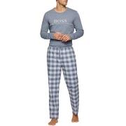 BOSS Cosy Cotton Long Pyjama Grå/Blå bomull Large Herr