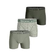 Björn Borg Kalsonger 3P Cotton Stretch Boxer 1721 Grön Mönstrad bomull...