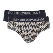 Armani Cotton Stretch Print Briefs Kalsonger 2P Beige/marin bomull Sma...
