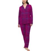 Triumph Boyfriend Long Sleeved Pyjama Set Rutig bomull 46 Dam