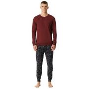 Schiesser Family Long Pyjamas Cuffs Röd bomull X-Large Herr