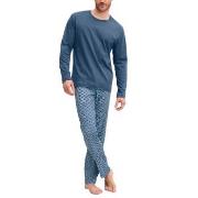 Calida Relax Streamline Long Pyjama Blå bomull Medium Herr