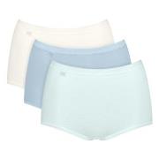 Sloggi Trosor 3P Basic Plus Maxi Colored Vit/Ljusblå bomull 46 Dam