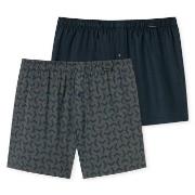 Schiesser Kalsonger 2P Leg Flattering Boxer Shorts Blå/Grå bomull 3XL ...