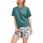 Calida Botanic Dreams Short Pyjamas Set Jadegrön bomull Small Dam