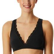 Schiesser BH Unique Cotton Soft Bra With Lace Svart bomull B 80 Dam