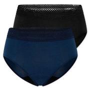 Schiesser Trosor 2P Care Retro Period Pants Svart/Blå bomull 46 Dam