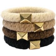 Dark Fluffy Fat Hair Tie 4 Pk W/Gold Neutrals