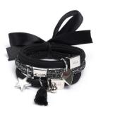 Dark Hair Ties 3 Pk Charm Combo Black W/Silver - pcs 1