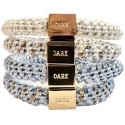 Dark Fat Hair Ties 4 Pk Combo Light Blue Mix W/Gold