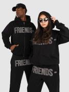 VLONE Friends Rhinestone Hoodie med Dragkedja silver