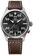 Glycine Herrklocka GL0366 Airpilot Dual Time Svart/Läder Ø44 mm