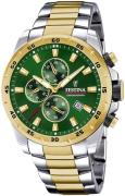 Festina Herrklocka F20562-3 Sport Grön/Gulguldtonat stål Ø45.5 mm