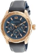 Nautica Herrklocka NAPSTL003 Grå/Läder Ø48 mm