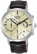 Pulsar Herrklocka PT3991X1 Regular Champagnefärgad/Läder Ø42 mm