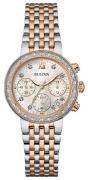 Bulova Damklocka 98R215 Diamond Vit/Roséguldstonat stål Ø30 mm