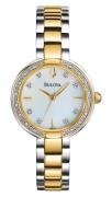 Bulova Damklocka 98R172 Aracena Vit/Gulguldtonat stål Ø29 mm