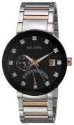 Bulova Herrklocka 98D129 Diamond Svart/Roséguldstonat stål Ø40 mm