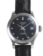 Longines Damklocka L2.320.4.57.2 Record Svart/Läder Ø26 mm