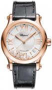 Chopard Damklocka 274808-5001 Happy Sport Silverfärgad/Läder Ø36 mm