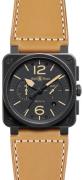 Bell & Ross Herrklocka BR0394-HERITAGE BR 03-94 Svart/Läder Ø42