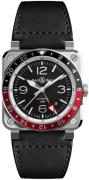 Bell & Ross Herrklocka NEW-BR-03-93-GMT Instruments Svart/Läder