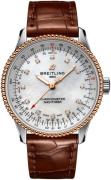 Breitling Damklocka U17395211A1P2 Navitimer Automatic 35 Vit/Läder