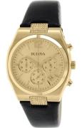 Bulova Damklocka 97M107 Crystal Champagnefärgad/Läder Ø34 mm