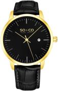 So & Co New York Herrklocka 5521.6 Madison Svart/Läder Ø40 mm