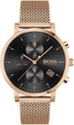 Hugo Boss Herrklocka 1513808 Svart/Roséguldstonat stål Ø43 mm