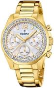 Festina Damklocka F20609-1 Boyfriend Vit/Gulguldtonat stål Ø38.1 mm