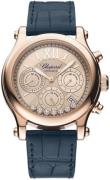 Chopard Damklocka 274653-5001 Happy Sport Roséguldstonad/Läder Ø40