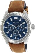 Nautica Herrklocka NAPSTL001 Blå/Läder Ø48 mm