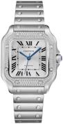 Cartier Damklocka W4SA0005 Santos De Silverfärgad/Stål