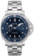 Panerai Herrklocka PAM02068 Submersible Blå/Stål Ø42 mm