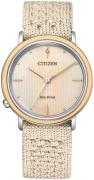 Citizen Damklocka EM1006-40A Eco Drive Brun/Textil Ø34 mm