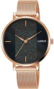 Lorus Damklocka RG210SX9 Ladies Svart/Roséguldstonat stål Ø34 mm