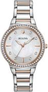 Bulova Damklocka 98L258 Vit/Roséguldstonat stål Ø32 mm