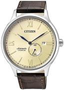 Citizen Herrklocka NJ0090-30P Titanium Champagnefärgad/Läder Ø42 mm