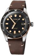 Oris Herrklocka 01 733 7720 4354-07 5 21 44 Diving Svart/Läder Ø42